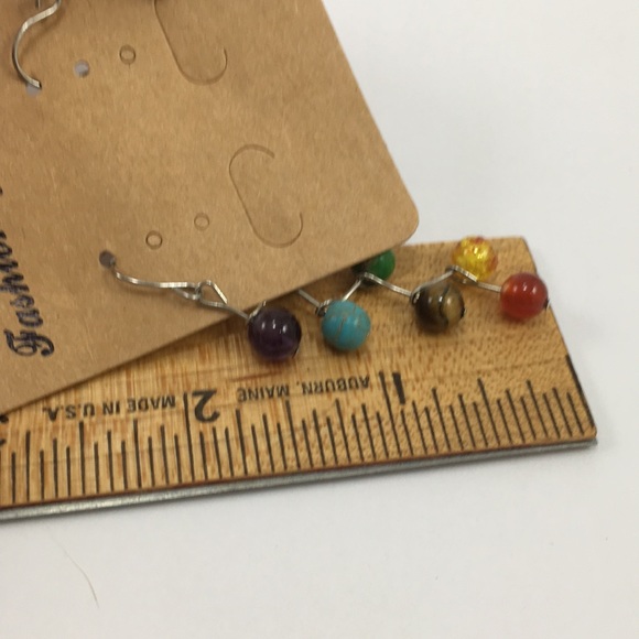 New Rainbow Chakra Dangle Bead Earrings - Picture 3 of 5